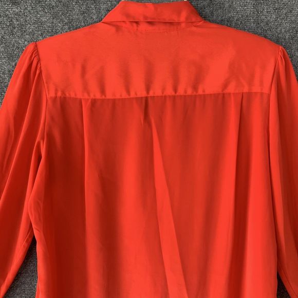 Vintage 80’s Red Button Up Blouse La Blouse Sz 10 Long Sleeve W/ Shoulder Pads - Picture 8 of 10